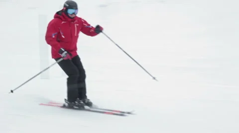 Close-up skier skiing downhill in forest 스톡 동영상 59712092