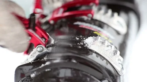 Close up Skiing. Ski boots. 스톡 동영상 70953319