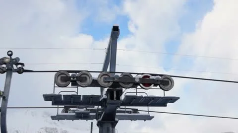 Close-up of skilift pulley Stock Footage 19912092