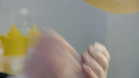Close Up Of Skilled Cook Stretching And Tossing Dough For Pizza Making Stock Footage 229933568