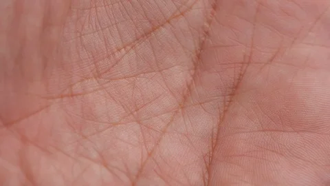 Close-up of the skin surface texture of human hands palms in 4K Stock Footage 126257226