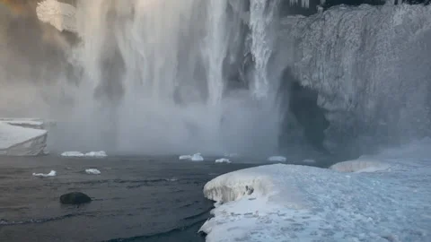 Close up Skógafoss Waterfall Stock Footage 235720884