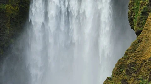 Close-up of Skogafoss waterfall in Iceland Stock Footage 112446865