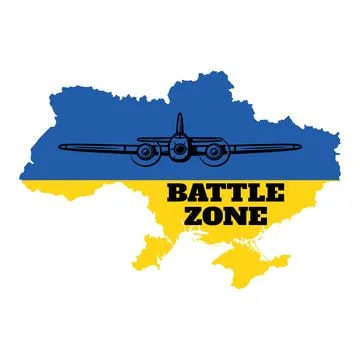 Close The Sky in the map of Ukraine. Protest against the war in Ukraine Stock Illustration