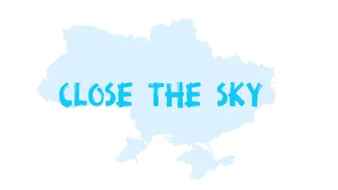 Close the sky over Ukraine graphy map banner. No fly zone over Ukraine. Stock Footage 171765660