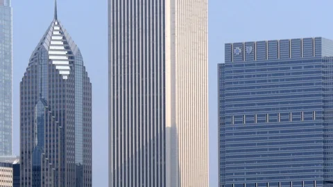 Close up of skyscrapers in Chicago Stock Footage 87341639