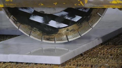 Close Up Slab Cutter Machine Cutting Marmol Video stock 39983248