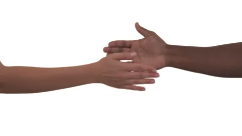 Close up slapping hands of unrecognizable Caucasian woman and African man. Stock Footage 140714341