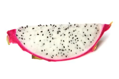 Close-up of slice of dragon fruit. isolated on white Stock Photos