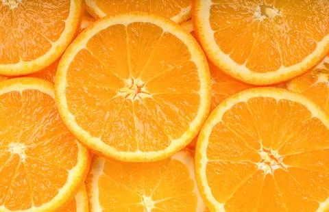 Close up slice orange fruit backgroun texture Stock Photos