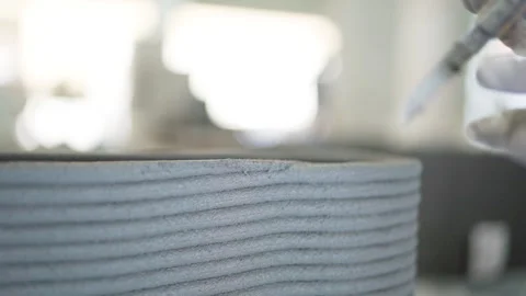 Close up Slice Shape Cement layers 50fps Stock-Footage 243975992