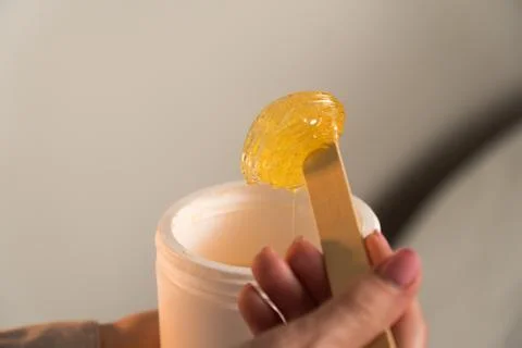 Close-up of slice of sugar paste on spatula Stock Photos