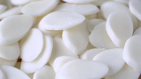 Close up slice Tteok or slice Korean rice cake rotate footage 4k Stock Footage 265237776