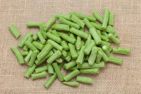 Close up of slice of Yard long Bean Stock Photos