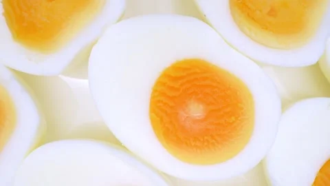 Close-up of a Sliced ​​boiled eggs. Stock Footage 276690686