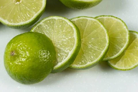 Close Up Sliced Fresh Lime Fruit. Stock Photos