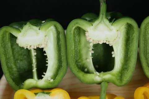 Close up of sliced Green Capsicum 写真素材