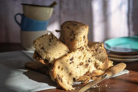 Close-up of a sliced Panettone Stock Photos