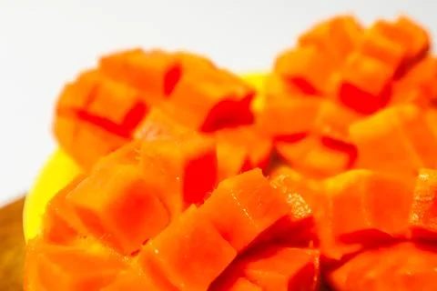 Close up of sliced ??ripe mango Stock Photos