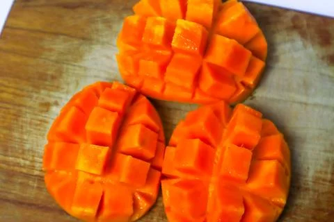 Close up of sliced ??ripe mango Stock Photos