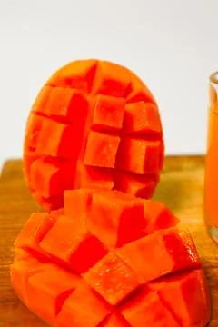 Close up of sliced ??ripe mango Stock Photos