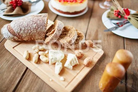 Close-up of a sliced rye bread on breakfast table Stock Photos