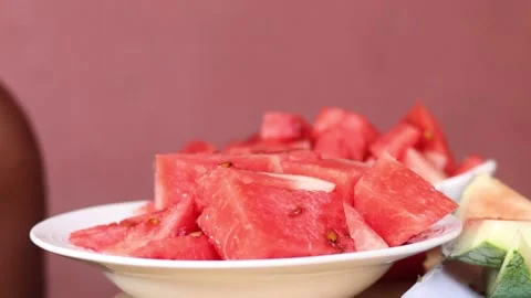 Close up of a sliced water melon Stock Footage 205529790