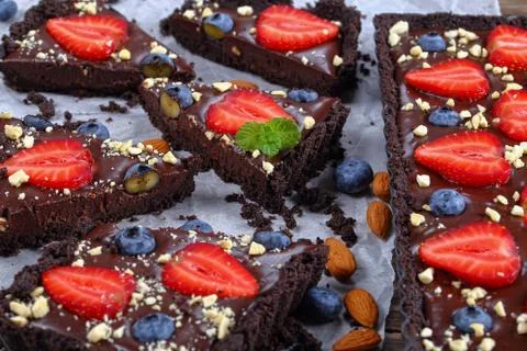 Close-up of slices of no bake cake Stock Photos