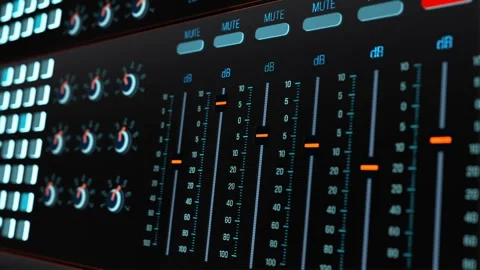 Close up slide control from a sound mixer. Stock Footage 295375489
