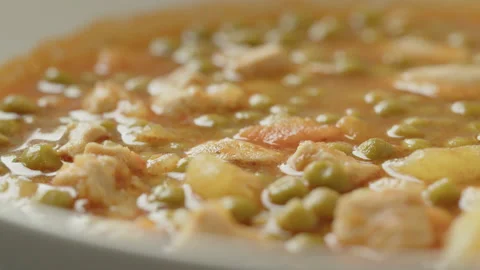 Close-up sliding over pea stew 4K footage Video stock 172114597