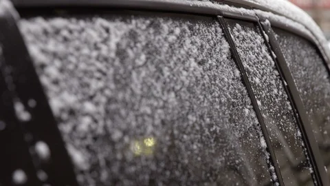 Close Up Slow Mo Of Scraping Snow From Car Window Stock Footage 124650898