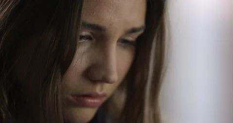 Close Up Slow-Mo Very Upset Teenage Girl Stock Footage 126985372