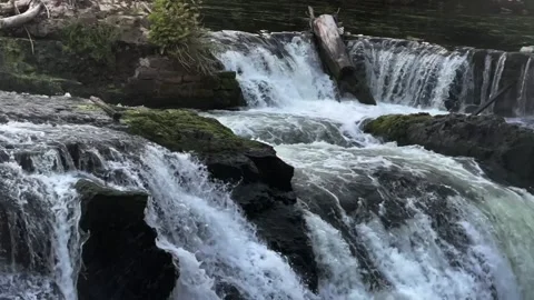 Close up Slow Mo of Wide Long view of Mary Ellen Kramer Park water fall Stock Footage 208156851