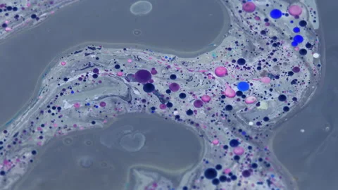 Close-up Slow Motion of Abstract Bubbles in Mixing Paint Video stock 208762271