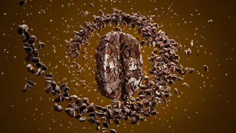 Close-up a slow motion of coffee bean seed with coffee beans broken explode. Stock Footage 284814048