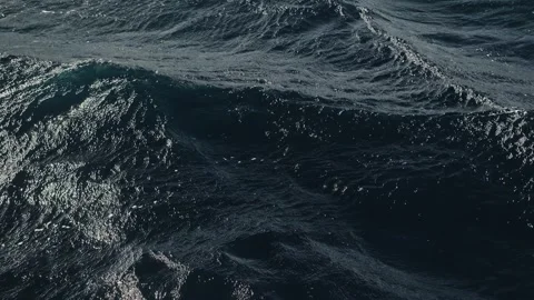 Close-up slow motion of a disturbed blue ocean water surface. Nice loop backgrou Stock Footage 234988830