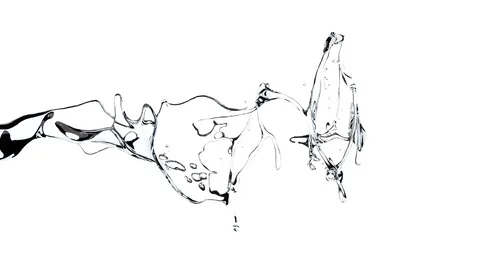 Close up Slow motion Liquid Splashing on air. Include alpha channel. 3D anima Stock Footage 127412370