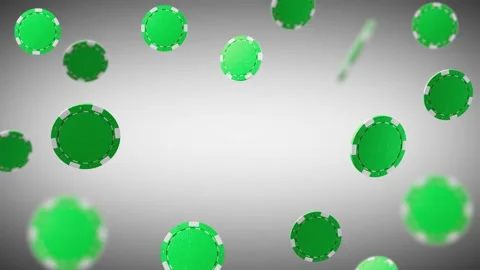 Close up. Slow motion. Loop video. Levitation green poker chips, tokens on white 스톡 동영상 191629357