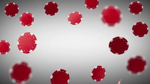 Close up. Slow motion. Loop video. Levitation red poker chips, tokens on white  Stock Footage 191629986