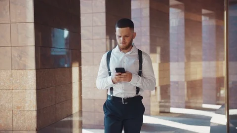 Close up slow motion portrait of handsome young bearded man. Brutal male Stock Footage 115667244