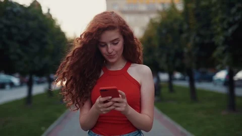 Close up slow motion portrait of pretty beautiful attractive ginger student girl Stock Footage 115669990
