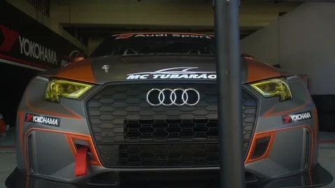 Close up, slow motion shot of an Audi sports car, at the Brazilian Stock Footage 98357345