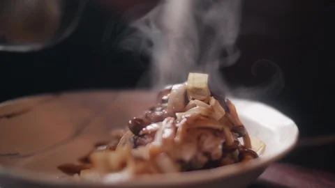 Close up slow motion shot of Chef decorating thai food Stock Footage 91086304