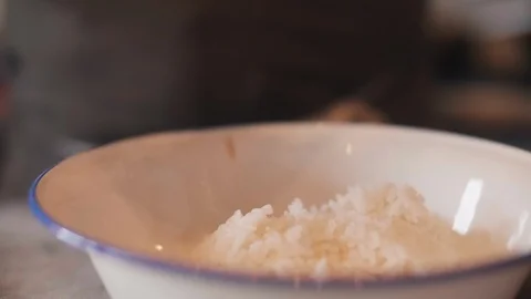 Close up slow motion shot of Chef decorating thai food Stock Footage 91086881