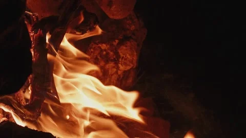 Close up slow motion shot of a fire flame. Cinematic fire flame. Vertical video Stock Footage 313014178