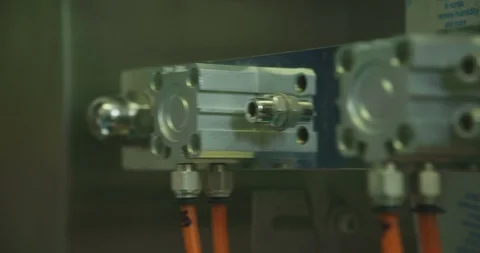 Close up slow motion shot, machine, robot working, detail. Stock Footage 117296485