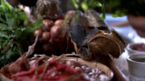Close up Slow motion Shot of man Hold Asian Veggies Stock Footage 146250240