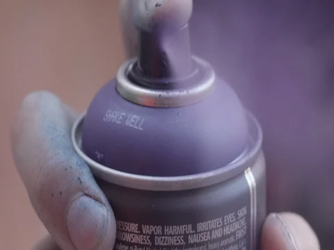 Close Up Slow Motion Spray Paint - Purple Stock Footage 85062414
