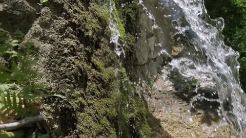 Close up slow motion of spring water flow. Stock Footage 158320478