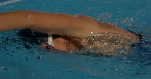 Close up Slow Motion of Swimmer in Slow Motion doing the Crawl. Vídeo Stock 73045969